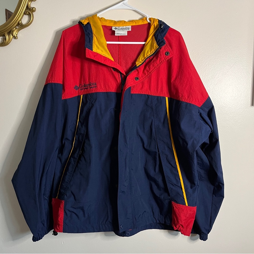 Columbia Sportswear navy/red/yellow vintage 90’s windbreaker